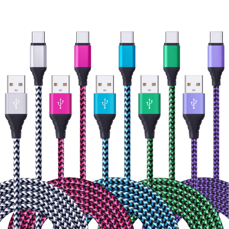 FiveBox 5Pack 6FT USB Type C Cable Phone Charger Fast Charging Cord Compatible Motorola Razr, Edge, 2025 2024 2023, Moto G10 G9 G8 G7 Power Plus Play, G Power/Stylus, G6 X4 Z4 Z3 Z2 Z Play Force Droid - Image 1